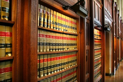 Bookshelf with legal books