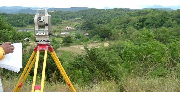 Man performing land survey